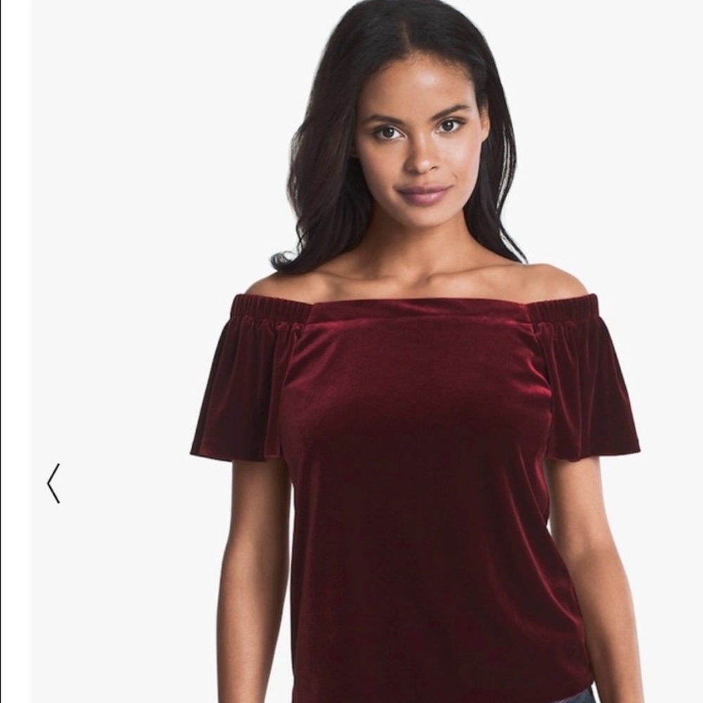 Elegant Velvet Off-Shoulder Top in Rich Burgundy - Picture 1 of 5